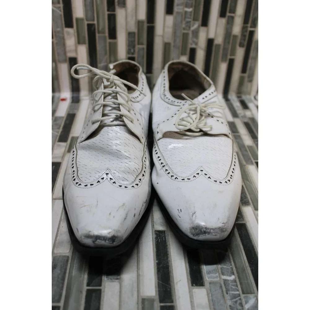 Stacy Adams‎ White Leather Square Toe Dress Shoes Men's Size 11 M